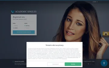 Screenshot del sito Academic Singles