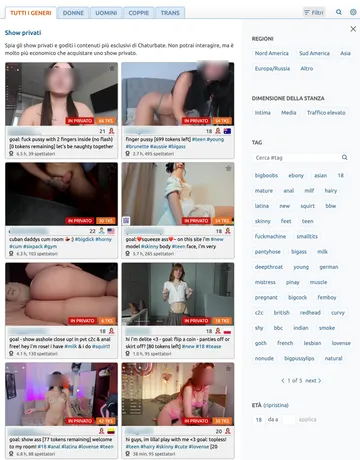 Screenshot del sito Chaturbate