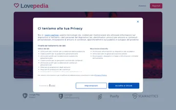 Screenshot del sito Lovepedia