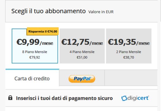 Screenshot dei prezzi di Plenty of Fish