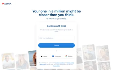Screenshot del sito Zoosk