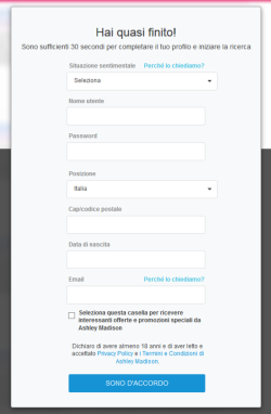 Ashley Madison Registrazione